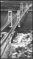 One of three images, representing traditional tolling options.  Photo of a bridge.