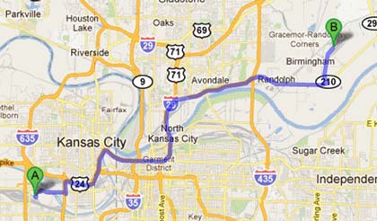 Map - Figure A.1.a is a map showing Real-Time Traffic Monitoring of the primary route for Lane 1, ITS, BNSF to NS.