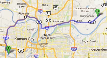 Map - Figure A.1.d is a map showing Real-Time Traffic Monitoring of an alternate route for Lane 7, IXT, BNSF to Muscian’s Friend.