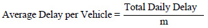 Equation: Average delay per vehicle equals total daily delay divided by m.