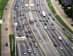 aerial view of HOT lanes in use