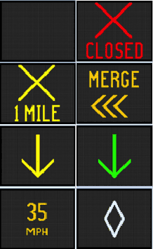 Possible display messages for electronic message signs.