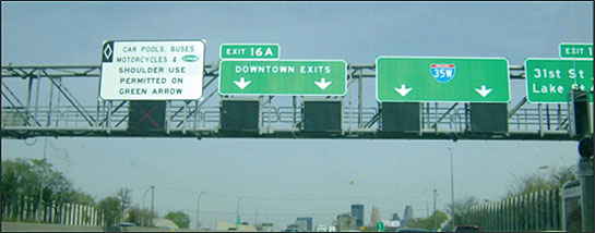 Figure 3. Photo of Priced Dynamic Shoulder Lane (PDSL) on the Minnesota interstate.