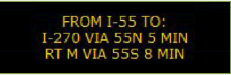 DMS display reads 'From I-55 to I-270 via 55N 5 min. Rt M via 55S 8 Min.