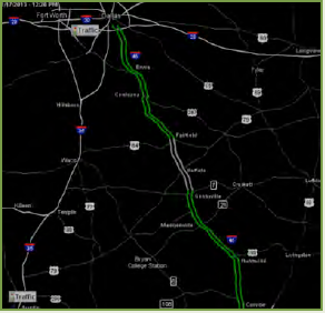 Screenshot of a traffic map from the TranStar web site.