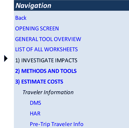 Figure 2-3 is a screen shot of part of the Tool for Operations Benefit/Cost (TOPS-BC) Navigation Menu.