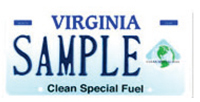 A graphic shows design of the vehicle license plate in Virginia for alternative fueled vehicles.