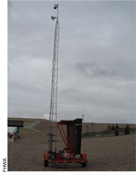 Figure 13. Photo. Temporary ITS Devices along I-15. A photograph shows a traffic sensor station at the side of a highway. FHWA