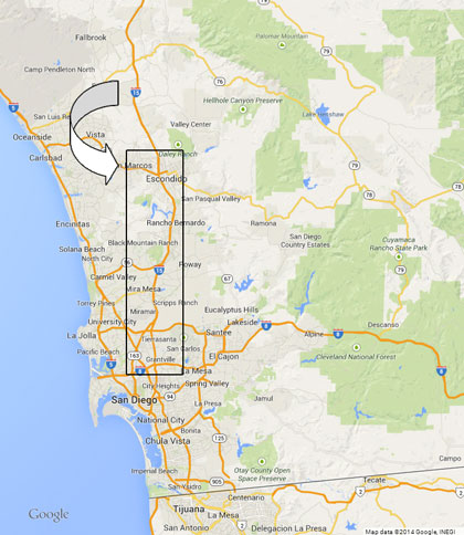 Figure 34 is a map showing the Southern California area. The location and geographic boundaries of the corridor are indicated as a smaller area within the large map.