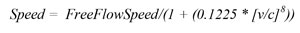 Figure 46 is an equation showing that speed is equal to the free flow speed divided by 1 plus 0.1225 times the volume to capacity ratio raised to the 8th power.