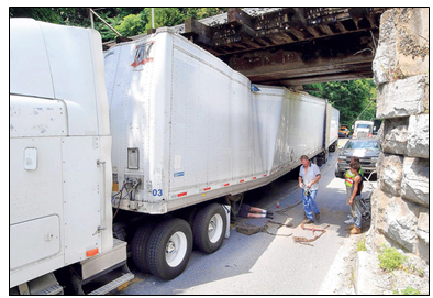 A Truck that Collided with the MD 75 Bridge.