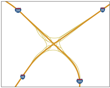 Figure 39 is a map showing the I-285/I-85 Interchange in Atlanta, Georgia.