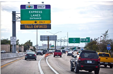 Entrance to SunPass Express Toll lanes.