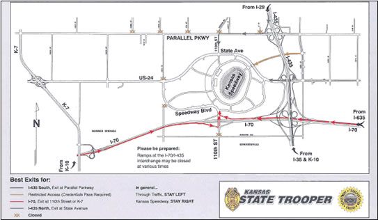 Figure 3. Map. Example of planned special event information. (Source: Kansas DOT).