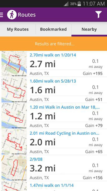 Map My Walk app, the interface screenshot shows the health tracking features, such as distance and time walked, calories burned, and diet tracking