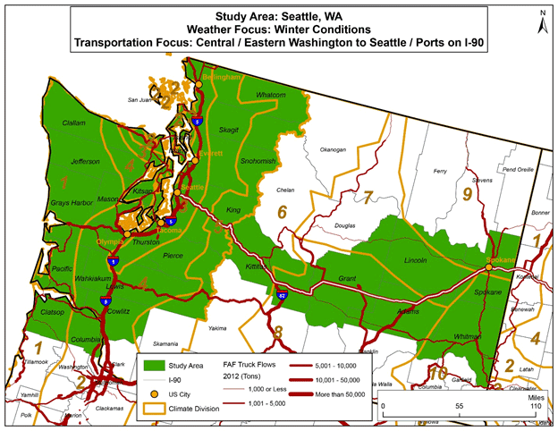Figure 14 is a map showing the study area along Interstate 90 in the Seattle, Washington area.