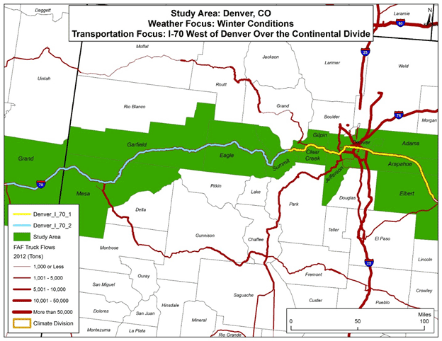 Figure 17 is a map showing the study area along Interstate 70 in Colorado.