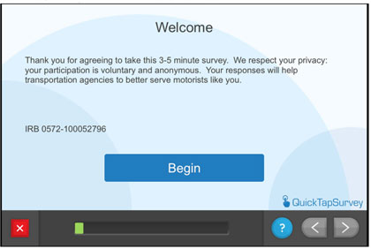 Questionnaire screen - Welcome