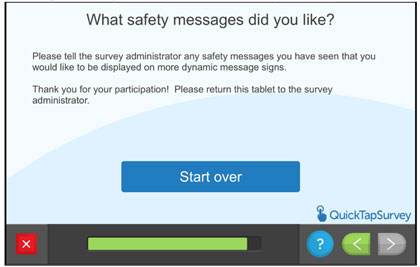 Questionnaire screen - What safety messages did you like?