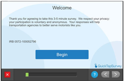 Questionnaire screen - Welcome