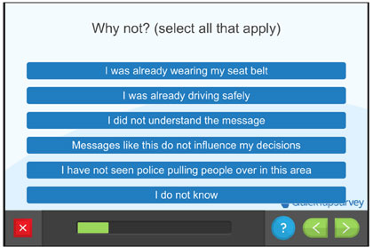 Questionnaire screen - Why not?