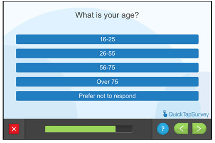 Questionnaire screen - What is your age?