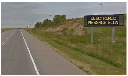 Picture of Dynamic Message Sign along the side of a highway
