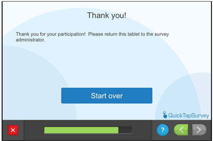 Questionnaire screen - Thank you!