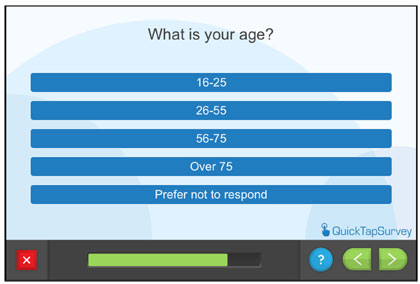 Questionnaire screen - What is your age?