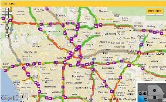 The image shows a map providing real time information about traffic.