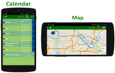 Figure 29 shows two, example daily detail screen views (calendar and map view) for a smartphone application developed through the U.S. Department of Transporation Enable Advanced Traveler Information System (ATIS 2.0) project.