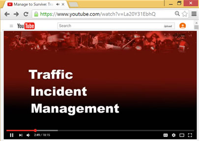 Screenshot of the Traffice Incident Management video on You Tube.