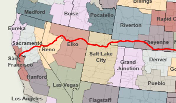 This map shows the WFOs  involved in the project were: Sacramento, Reno, Elko, Salt Lake City, Riverton and Cheyenne