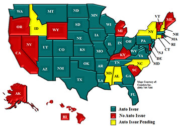 Map of states using automated permit systems