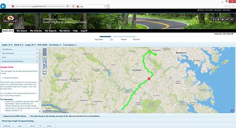 Figure 4. Real-time route analysis screen shot.