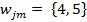 w subscript jm equals either 4 or 5