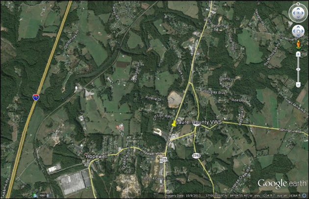 Figure 3 is a map showing the location of the Laurel County virtual weigh station in Kentucky.