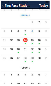 Screen capture of the FlexPas smartphone app calendar.