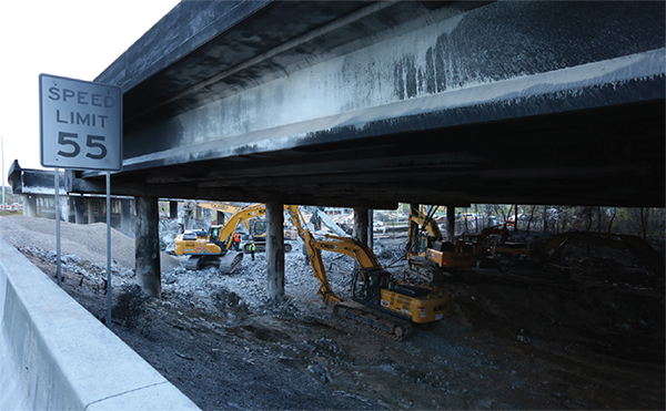 Figure 14. Photo of repairs being made to the collapsed I-85 bridge.