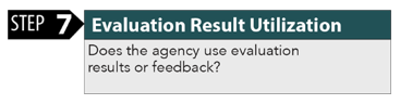 Step 7: Evaluation Result Utilization. Does the agency use evaluation results or feedback?