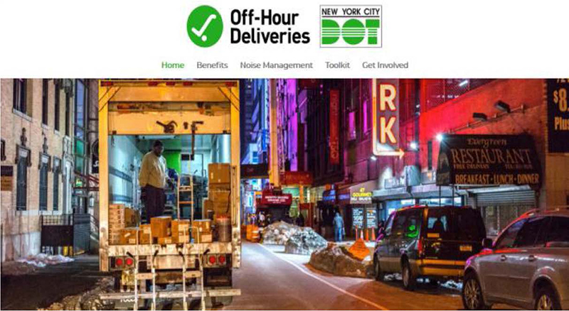 screenshot of the home page of NYCDOT’s Off-Hour Deliveries website