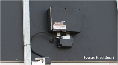 Back side of a dynamic message sign with arrow board monitoring unit. Source: Street Smart