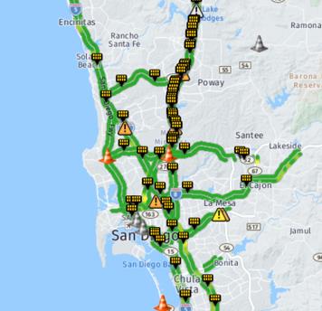 Map showing locations of all road closures in real time.