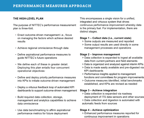 Chart showing performance approach from NITTEC's 2017 Performance Measures Plan