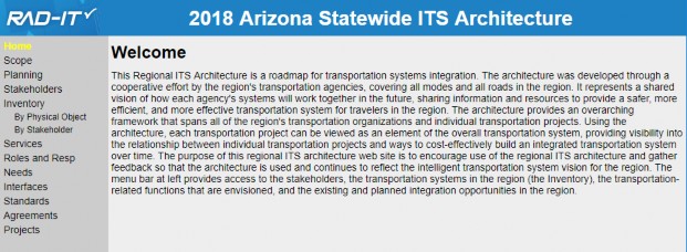 Chart from the 2018 Arizona Statewide ITS Architecture Website