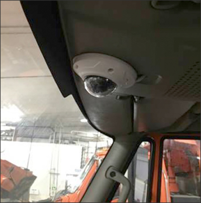 Ceiling-mounted snowplow camera.