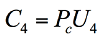 The cost of communication system development (C subscript 4) is equal to the product of (P subscript c) and (U subscript 4).
