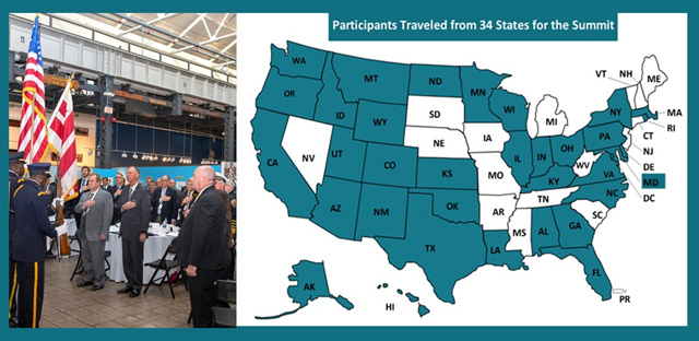 Figure 1 shows the summit commenced with posting of colors and included participants from 34 States.
