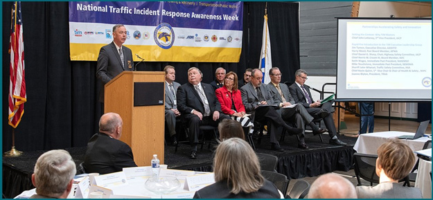 Figure 10 shows Chief Letteney and the Traffic Incident Management Executive Leadership Group representatives setting the summit context.