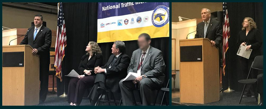 Figure 20 is a series of photos showing the "Partnerships to Advance Local Traffic Incident Management" panel members (Sean Polster, Andrea Eales, Honorable Randy Maluchnik, Peter Voderberg, and State Senator David Marsde).